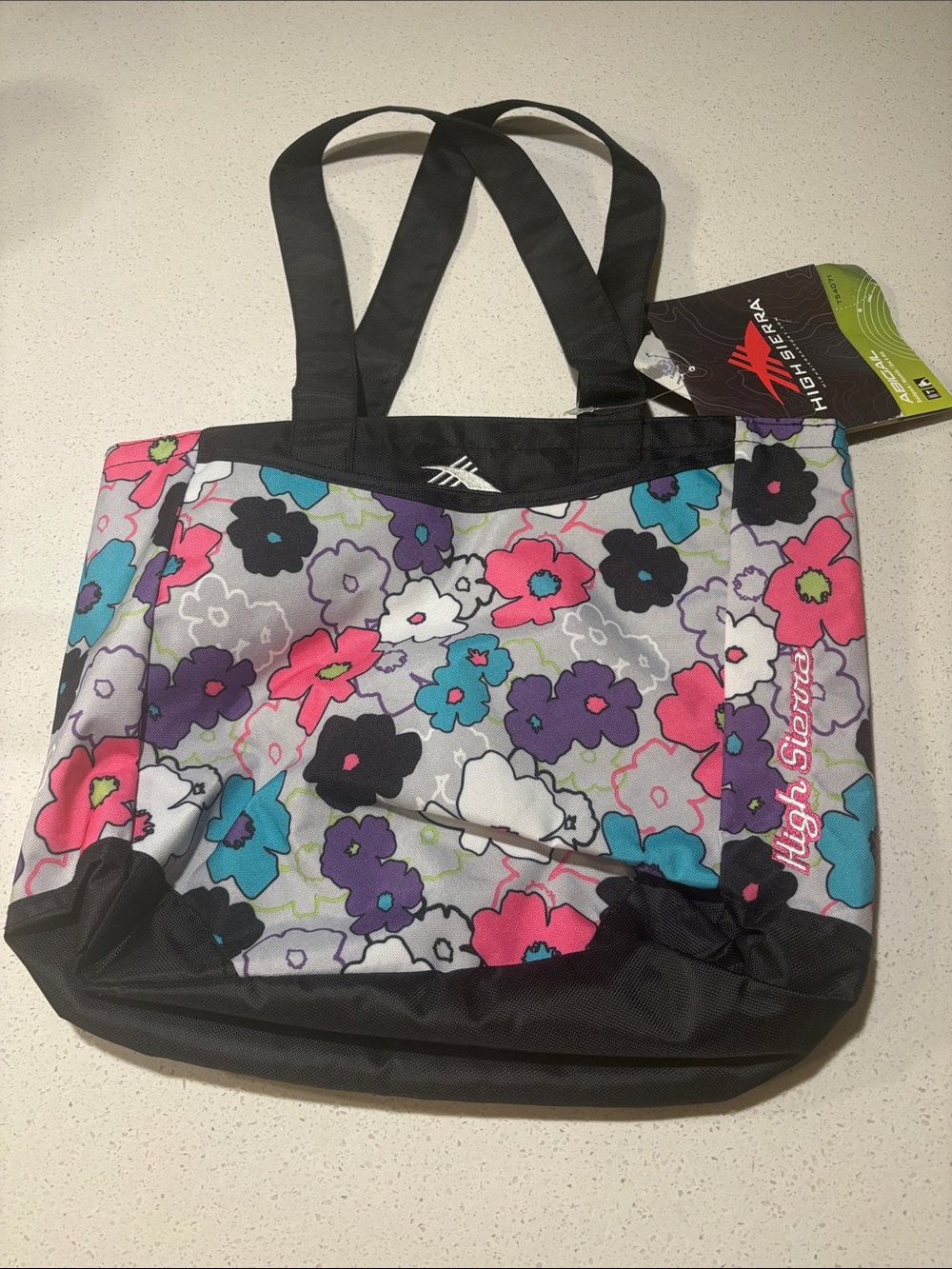 High Sierra Floral Tote in Pink, Purple, Teal and Black